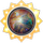 A colorful celestial sphere surrounded by a ring of radiant golden rays, representing a segment of the Mazzaroth.