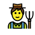 An illustration of a character holding a pitchfork and wearing a straw hat, surrounded by stars, possibly representing a farmer under the night sky.
