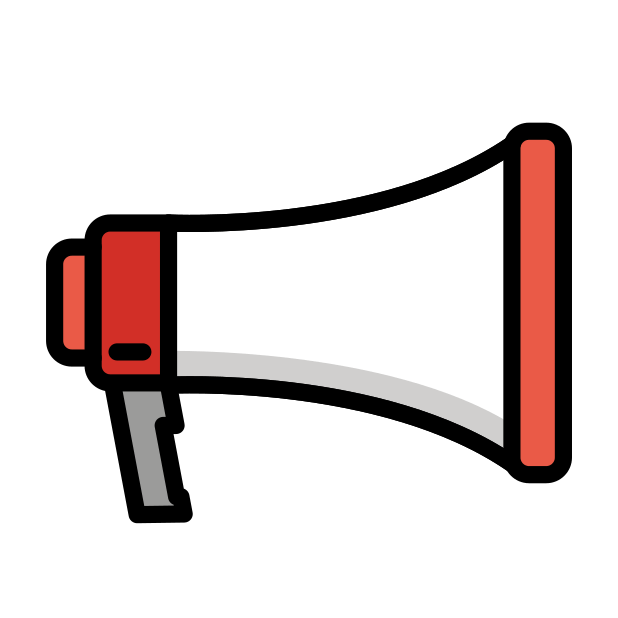 Illustration of a red and white megaphone against a solid green background.