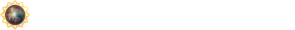 The image features the text “White Cloud Farm” in a stylized white font. Behind the text is a graphic depiction of a radiant sun with a circular center resembling a celestial body.